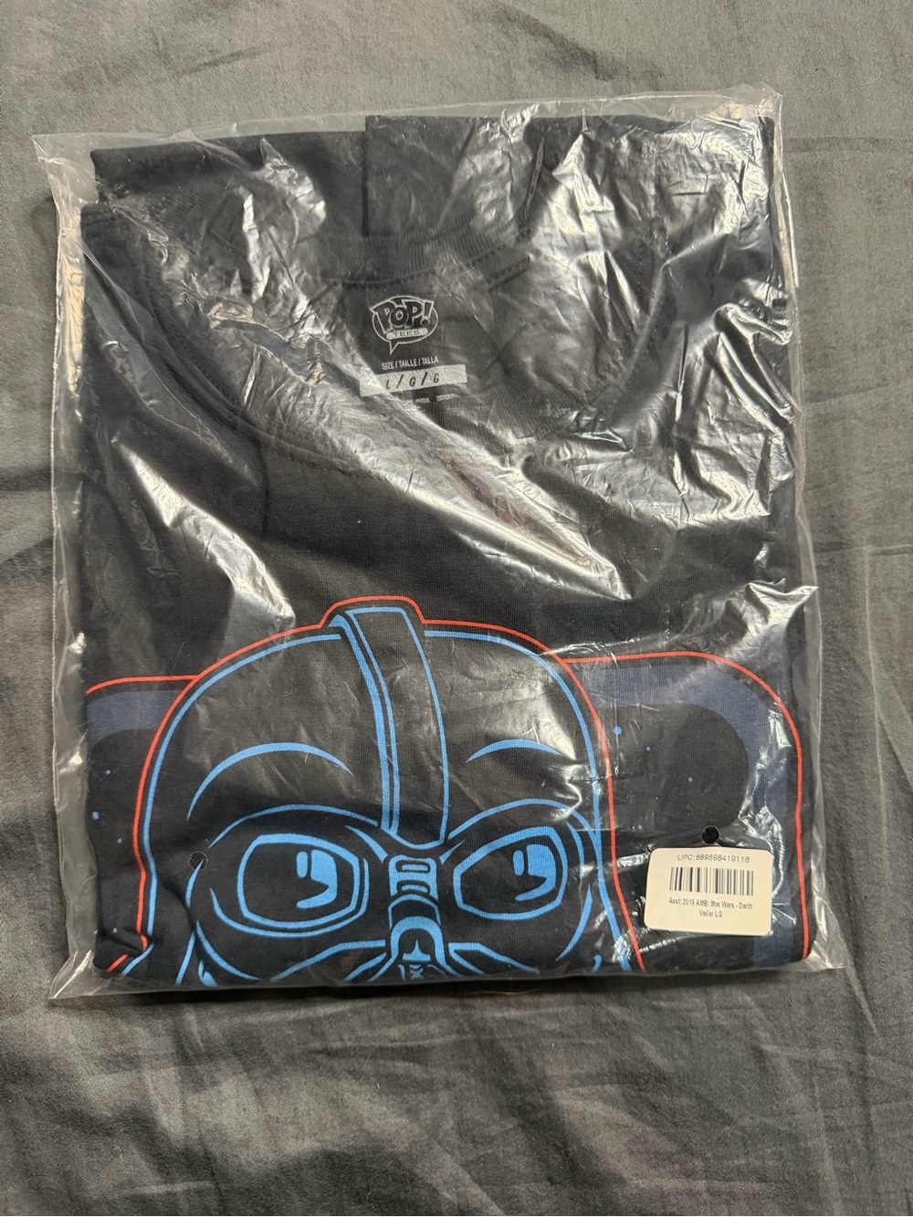 pop Black Short Sleeve Graphic Tee with Blue and Red Accents